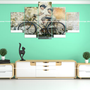 Children on Bicycle Canvas Print | canvas print nepal | mural print nepal | wall art print