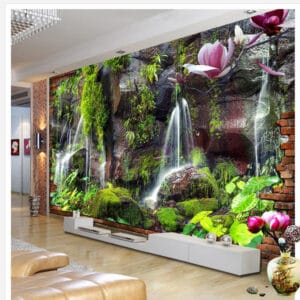Brick Wall Waterfall Mural | Custom Canvas Print Nepal | Mural Prints Nepal | Wall Art Nepal