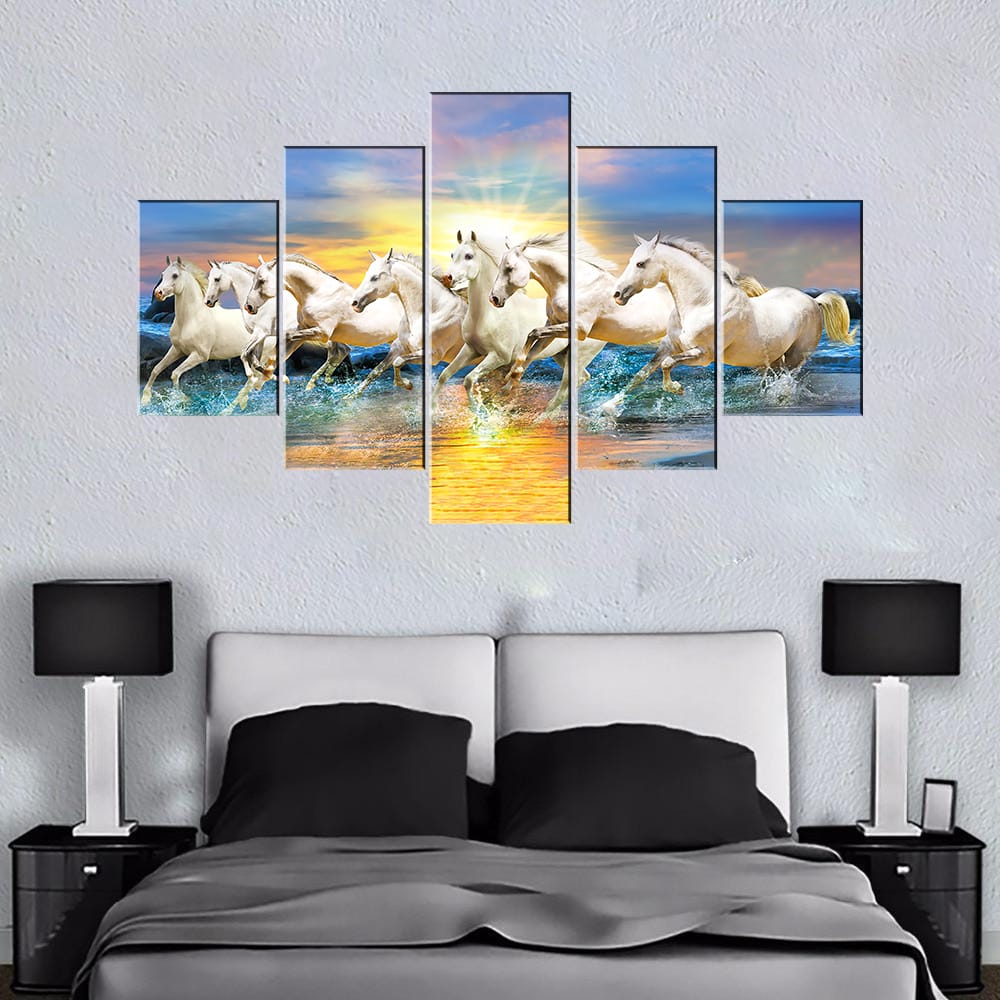 White Horses Canvas Print Set White horses canvas print set showcasing elegant and lifelike designs of majestic white horses. Perfect for adding a touch of grace to your decor. A premium canvas print from Nepal.