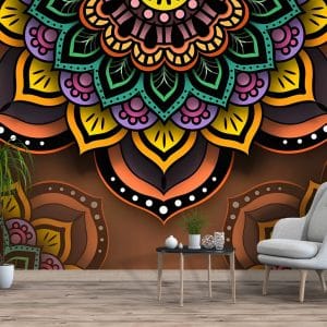 Mandala vibrant mural featuring intricate patterns and colorful spiritual wall art | Canvas Print Nepal | Wall Art Print