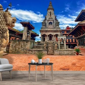Exquisite temple mural print celebrating cultural heritage and artistic craftsmanship | Canvas Print Nepal | Wall Art Print