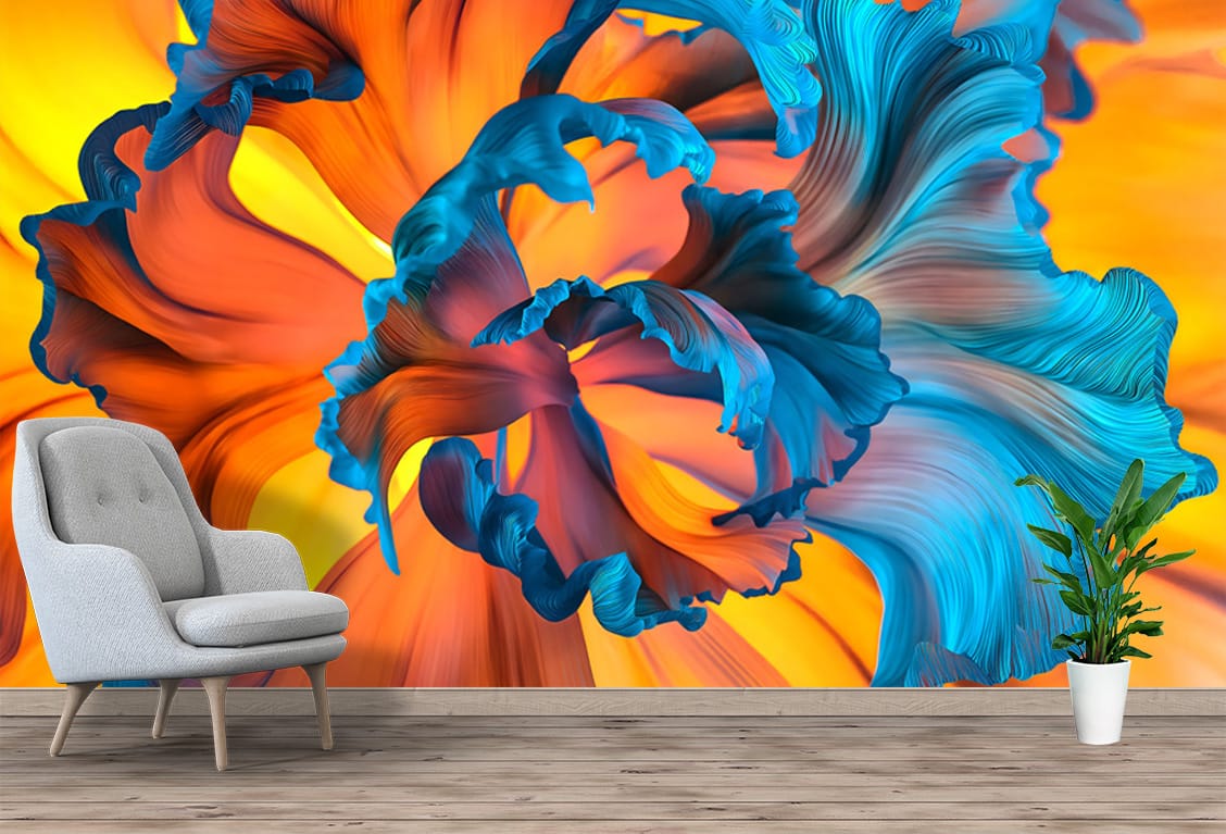 vibrant flower mural Vibrant flower mural featuring colorful floral designs, perfect for wall art decor | Canvas Print Nepal | Wall Art Print