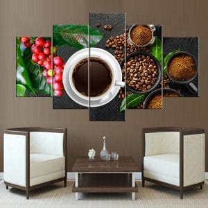Coffee Journey Plant to Cup Canvas Print | Coffee Canvas Art | Cafe Wall Decor | Coffee Cherries | Coffee Plant | Roasted Beans | Ground Coffee | Coffee Cup | Black Coffee | Food and Beverage Art | Home Decor | Custom Canvas Print Nepal | Custom Murals Print Nepal