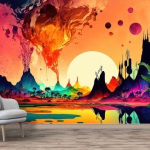 Abstract Colorful Landscape Mural Print | Modern Art | Abstract Wallpaper | Surreal Landscape | Vibrant Colors | Custom Canvas and Murals Print Nepal