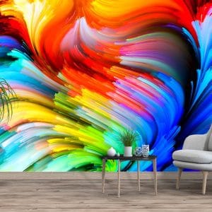 Vibrant Feather Flow Mural Print | Abstract Art | Colorful Wallpaper | Flowing Strokes | Feather Design | Custom Canvas and Murals Print Nepal