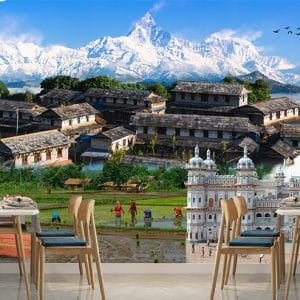 Nepal Panorama Landscape Mural Print | Scenic Decor | Nepal Wallpaper | Lumbini | Janaki Mandir | Himalayan Views | Custom Canvas and Murals Print Nepal