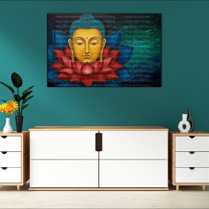 Serene Gold Buddha Lotus Canvas | Buddha | Spiritual Art | Home Decor | Single Panel Canvas Nepal | Custom Canvas Print Nepal | Wall Painting | wall art nepal | Wallpaper Nepal | Stunning Mural print