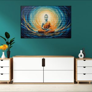 Serene Buddha Swirling Light Canvas | Buddha | Spiritual Art | Home Decor | Single Panel Canvas Nepal | Custom Canvas Print Nepal | Wall Painting | wall art nepal | Wallpaper Nepal | Stunning Mural print