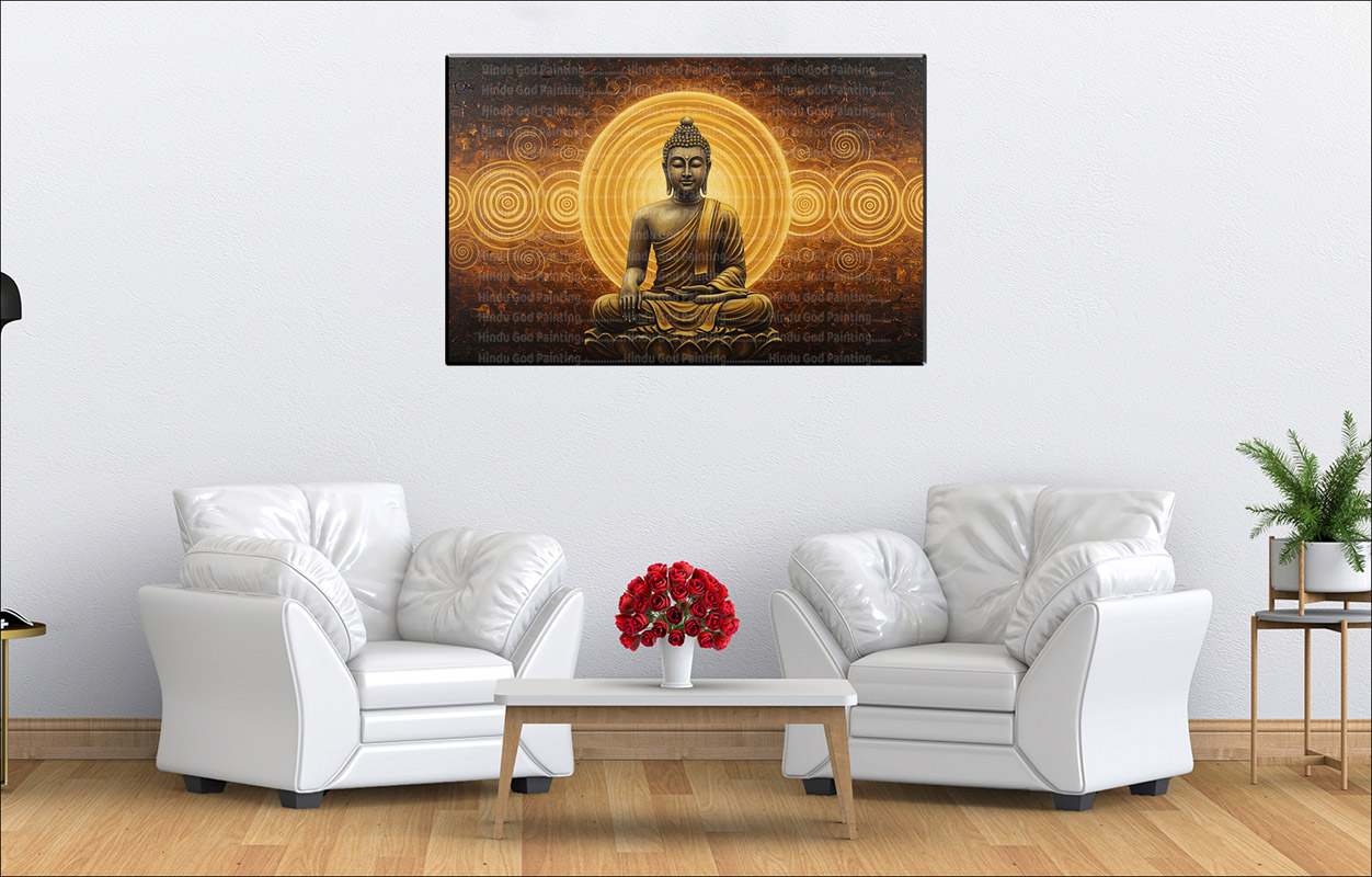 Serene Buddha Golden Aura Circles Canvas Serene Buddha Golden Aura Circles Canvas | Buddha | Spiritual Art | Home Decor | Single Panel Canvas Nepal | Custom Canvas Print Nepal | Wall Painting | wall art nepal | Wallpaper Nepal | Stunning Mural print