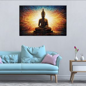 Radiant Buddha Lotus Light Canvas | Buddha | Spiritual Art | Home Decor | Single Panel Canvas Nepal | Custom Canvas Print Nepal | Wall Painting | wall art nepal | Wallpaper Nepal | Stunning Mural print