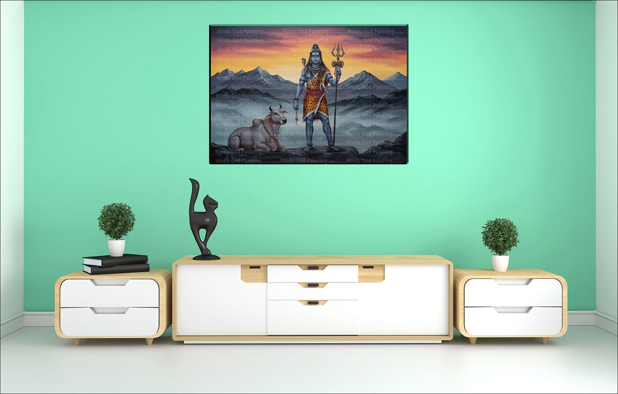 Misty Shiva Nandi Sunset Canvas Misty Shiva Nandi Sunset Canvas | Lord Shiva | Mahadev | Hindu God | Spiritual Art | Home Decor | Single Panel Canvas Nepal | Custom Canvas Print Nepal | Wall Painting | wall art nepal | Wallpaper Nepal | Stunning Mural print