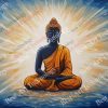 Serene Blue Buddha Golden Light Canvas - Image 2