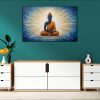 Serene Blue Buddha Golden Light Canvas | Buddha | Spiritual Art | Home Decor | Single Panel Canvas Nepal | Custom Canvas Print Nepal | Wall Painting | wall art nepal | Wallpaper Nepal | Stunning Mural print