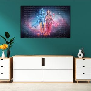 Cosmic Vishnu Lakshmi Canvas | Vishnu | Lakshmi | Hindu Gods | Spiritual Art | Home Decor | Single Panel Canvas Nepal | Custom Canvas Print Nepal | Wall Painting | wall art nepal | Wallpaper Nepal | Stunning Mural print