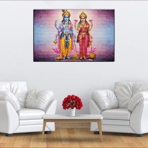 Vishnu Lakshmi Standing Canvass | Vishnu | Lakshmi | Hindu Gods | Spiritual Art | Home Decor | Single Panel Canvas Nepal | Custom Canvas Print Nepal | Wall Painting | wall art nepal | Wallpaper Nepal | Stunning Mural print