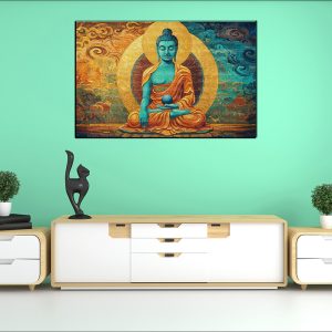 Blue Buddha Abstract Aura Canvas | Buddha | Spiritual Art | Home Decor | Single Panel Canvas Nepal | Custom Canvas Print Nepal | Wall Painting | wall art nepal | Wallpaper Nepal | Stunning Mural print