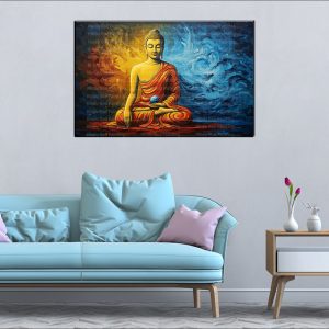 Radiant Buddha Blue Orb Transition Canvas | Buddha | Spiritual Art | Home Decor | Single Panel Canvas Nepal | Custom Canvas Print Nepal | Wall Painting | wall art nepal | Wallpaper Nepal | Stunning Mural print