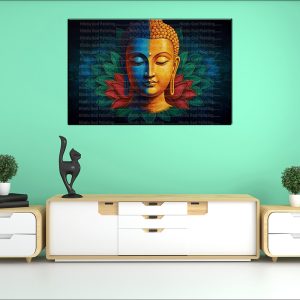Serene Buddha Dual Tone Lotus Canvas | Buddha | Spiritual Art | Home Decor | Single Panel Canvas Nepal | Custom Canvas Print Nepal | Wall Painting | wall art nepal | Wallpaper Nepal | Stunning Mural print