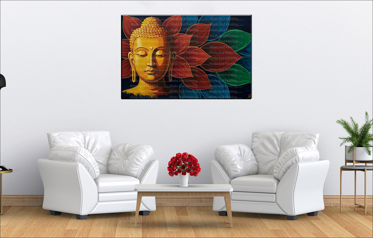 Gold Buddha Stylized Lotus Canvas Serene Gold Buddha Stylized Lotus Canvas | Buddha | Spiritual Art | Home Decor | Single Panel Canvas Nepal | Custom Canvas Print Nepal | Wall Painting | wall art nepal | Wallpaper Nepal | Stunning Mural print