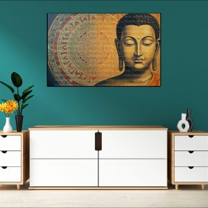Serene Buddha Partial Mandala Canvas | Buddha | Spiritual Art | Home Decor | Single Panel Canvas Nepal | Custom Canvas Print Nepal | Wall Painting | wall art nepal | Wallpaper Nepal | Stunning Mural print