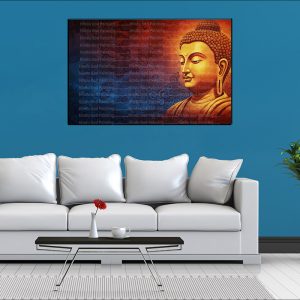 Serene Gold Buddha Script Canvas | Buddha | Spiritual Art | Home Decor | Single Panel Canvas Nepal | Custom Canvas Print Nepal | Wall Painting | wall art nepal | Wallpaper Nepal | Stunning Mural print