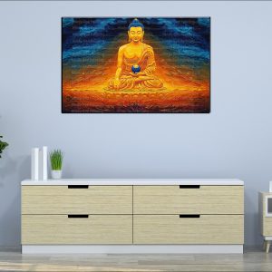 Radiant Buddha Blue Orb Canvas | Buddha | Spiritual Art | Home Decor | Single Panel Canvas Nepal | Custom Canvas Print Nepal | Wall Painting | wall art nepal | Wallpaper Nepal | Stunning Mural print