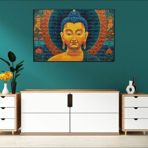Serene Buddha Ornate Halo Lotus Canvas | Buddha | Spiritual Art | Home Decor | Single Panel Canvas Nepal | Custom Canvas Print Nepal | Wall Painting | wall art nepal | Wallpaper Nepal | Stunning Mural print