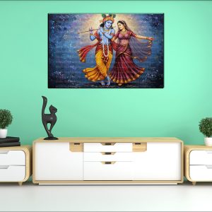 Radha Krishna Dancing Canvas | Radha | Krishna | Hindu Gods | Spiritual Art | Home Decor | Single Panel Canvas Nepal | Custom Canvas Print Nepal | Wall Painting | wall art nepal | Wallpaper Nepal | Stunning Mural print