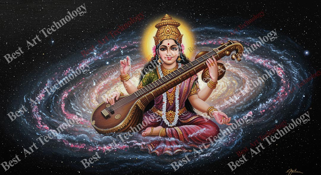 Saraswati Galaxy Veena Canvas Saraswati Galaxy Veena Canvas - Image 2