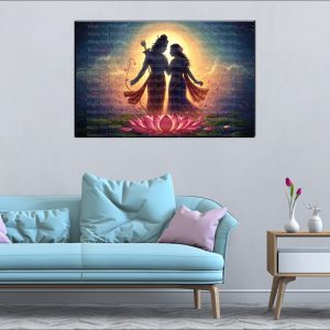 Rama Sita Lotus Silhouette Canvas | Rama | Sita | Hindu Gods | Spiritual Art | Home Decor | Single Panel Canvas Nepal | Custom Canvas Print Nepal | Wall Painting | wall art nepal | Wallpaper Nepal | Stunning Mural print