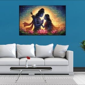Shiva Parvati Lotus Love Canvas | Shiva | Parvati | Hindu Gods | Spiritual Art | Home Decor | Single Panel Canvas Nepal | Custom Canvas Print Nepal | Wall Painting | wall art nepal | Wallpaper Nepal | Stunning Mural print