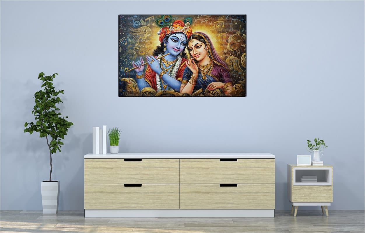 Musical Radha Krishna Flute Canvas Musical Radha Krishna Flute Canvas | Radha | Krishna | Hindu Gods | Spiritual Art | Home Decor | Single Panel Canvas Nepal | Custom Canvas Print Nepal | Wall Painting | wall art nepal | Wallpaper Nepal | Stunning Mural print