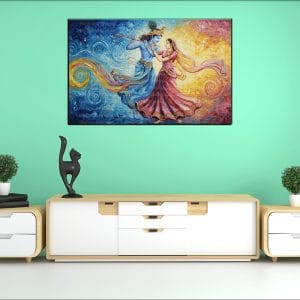 Contrast Dance Radha Krishna Canvas | Radha | Krishna | Hindu Gods | Spiritual Art | Home Decor | Single Panel Canvas Nepal | Custom Canvas Print Nepal | Wall Painting | wall art nepal | Wallpaper Nepal | Stunning Mural print