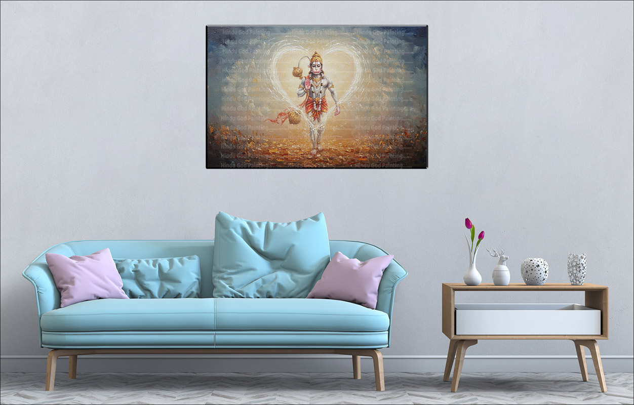 Devotional Heart Hanuman Canvas Devotional Heart Hanuman Canvas | Hanuman | Hindu God | Spiritual Art | Home Decor | Single Panel Canvas Nepal | Custom Canvas Print Nepal | Wall Painting | wall art nepal | Wallpaper Nepal | Stunning Mural print
