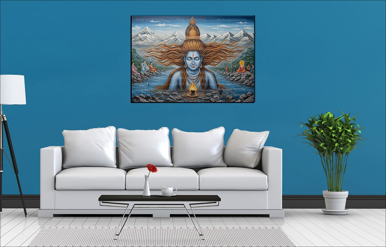 Serene Shiva River Meditation Canvas Serene Shiva River Meditation Canvas | Lord Shiva | Mahadev | Hindu God | Spiritual Art | Home Decor | Single Panel Canvas Nepal | Custom Canvas Print Nepal | Wall Painting | wall art nepal | Wallpaper Nepal | Stunning Mural print