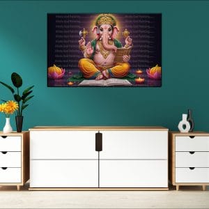Book Seated Ganesh Canvas | Ganesh | Hindu God | Spiritual Art | Home Decor | Single Panel Canvas Nepal | Custom Canvas Print Nepal | Wall Painting | wall art nepal | Wallpaper Nepal | Stunning Mural print