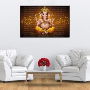 Prominent Mantra Ganesh Canvas | Ganesh | Hindu God | Spiritual Art | Home Decor | Single Panel Canvas Nepal | Custom Canvas Print Nepal | Wall Painting | wall art nepal | Wallpaper Nepal | Stunning Mural print