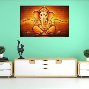 Vibrant Lamp Ganesh Canvas | Ganesh | Hindu God | Spiritual Art | Home Decor | Single Panel Canvas Nepal | Custom Canvas Print Nepal | Wall Painting | wall art nepal | Wallpaper Nepal | Stunning Mural print