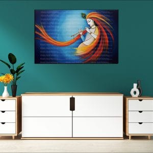 Vibrant Krishna Flute Canvas | Krishna | Hindu God | Spiritual Art | Home Decor | Single Panel Canvas Nepal | Custom Canvas Print Nepal | Wall Painting | wall art nepal | Wallpaper Nepal | Stunning Mural print