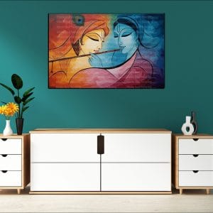 Stylized Contrast Radha Krishna Canvas | Radha | Krishna | Hindu Gods | Spiritual Art | Home Decor | Single Panel Canvas Nepal | Custom Canvas Print Nepal | Wall Painting | wall art nepal | Wallpaper Nepal | Stunning Mural print