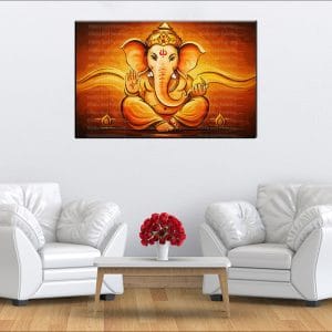 Warm Meditative Ganesh Canvas | Ganesh | Hindu God | Spiritual Art | Home Decor | Single Panel Canvas Nepal | Custom Canvas Print Nepal | Wall Painting | wall art nepal | Wallpaper Nepal | Stunning Mural print