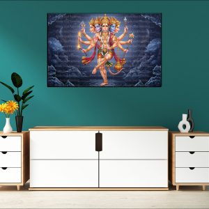 Dancing Panchmukhi Hanuman Canvas | Hanuman | Hindu God | Spiritual Art | Home Decor | Single Panel Canvas Nepal | Custom Canvas Print Nepal | Wall Painting | wall art nepal | Wallpaper Nepal | Stunning Mural print
