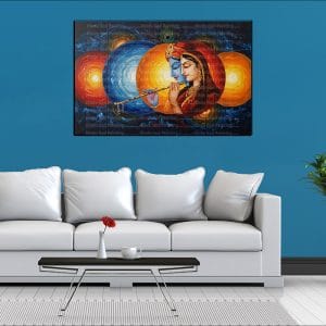Celestial Radha Krishna Flute Canvasa | Radha | Krishna | Hindu Gods | Spiritual Art | Home Decor | Single Panel Canvas Nepal | Custom Canvas Print Nepal | Wall Painting | wall art nepal | Wallpaper Nepal | Stunning Mural print