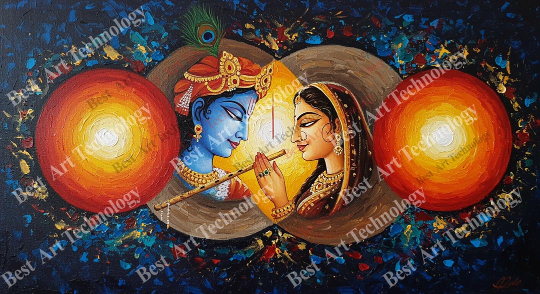 Detailed Abstract Radha Krishna Canvas Detailed Abstract Radha Krishna Canvas - Image 2