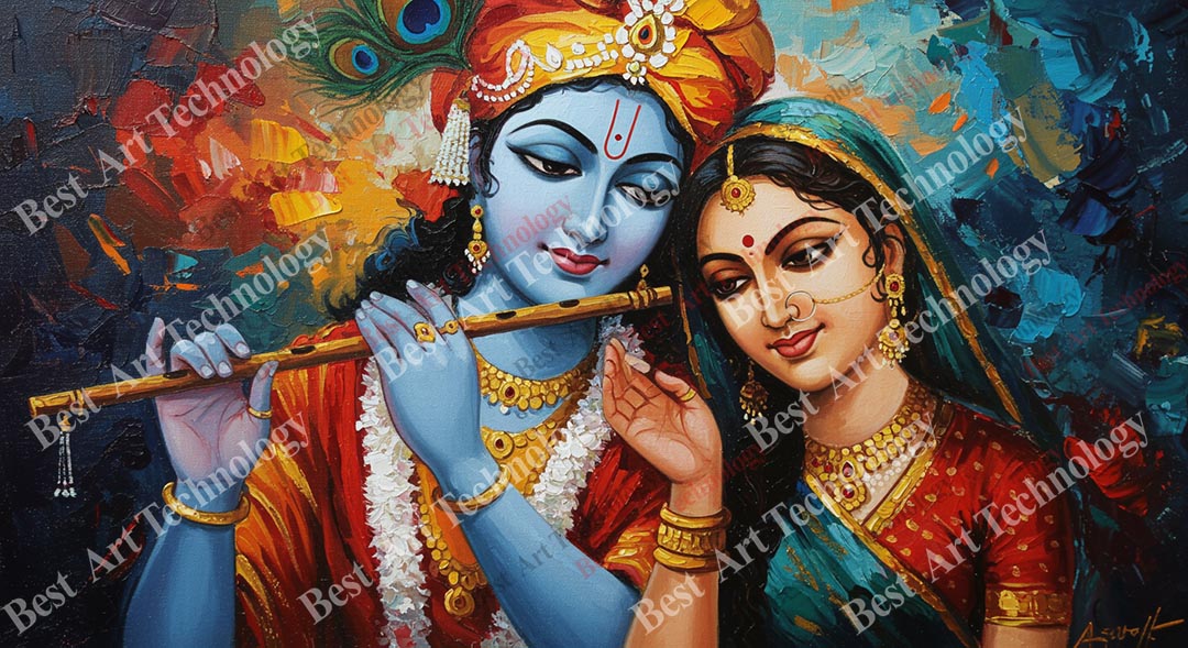 Detailed Radha Krishna Flute Canvas Detailed Radha Krishna Flute Canvas - Image 2