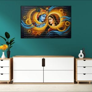 Stylized Radha Krishna Flute Canvas | Radha | Krishna | Hindu Gods | Spiritual Art | Home Decor | Single Panel Canvas Nepal | Custom Canvas Print Nepal | Wall Painting | wall art nepal | Wallpaper Nepal | Stunning Mural print