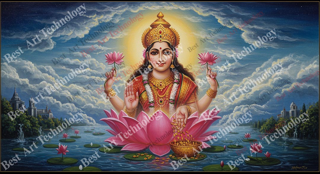 Lakshmi Lotus Lake Canvas Lakshmi Lotus Lake Canvas - Image 2