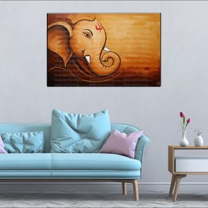 Warm Stylized Close-Up Ganesh Canvas | Ganesh | Hindu God | Spiritual Art | Home Decor | Single Panel Canvas Nepal | Custom Canvas Print Nepal | Wall Painting | wall art nepal | Wallpaper Nepal | Stunning Mural print
