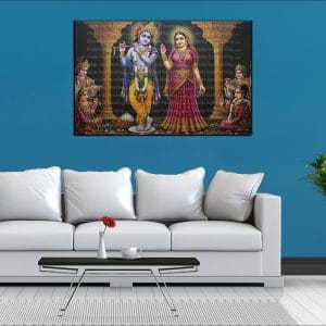 Temple Radha Krishna Flute Canvas | Radha | Krishna | Hindu Gods | Spiritual Art | Home Decor | Single Panel Canvas Nepal | Custom Canvas Print Nepal | Wall Painting | wall art nepal | Wallpaper Nepal | Stunning Mural print