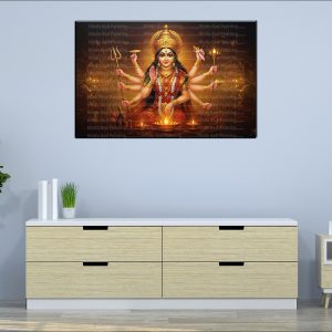 Durga Seated Lamps Canvas | Durga | Hindu Goddess | Spiritual Art | Home Decor | Single Panel Canvas Nepal | Custom Canvas Print Nepal | Wall Painting | wall art nepal | Wallpaper Nepal | Stunning Mural print
